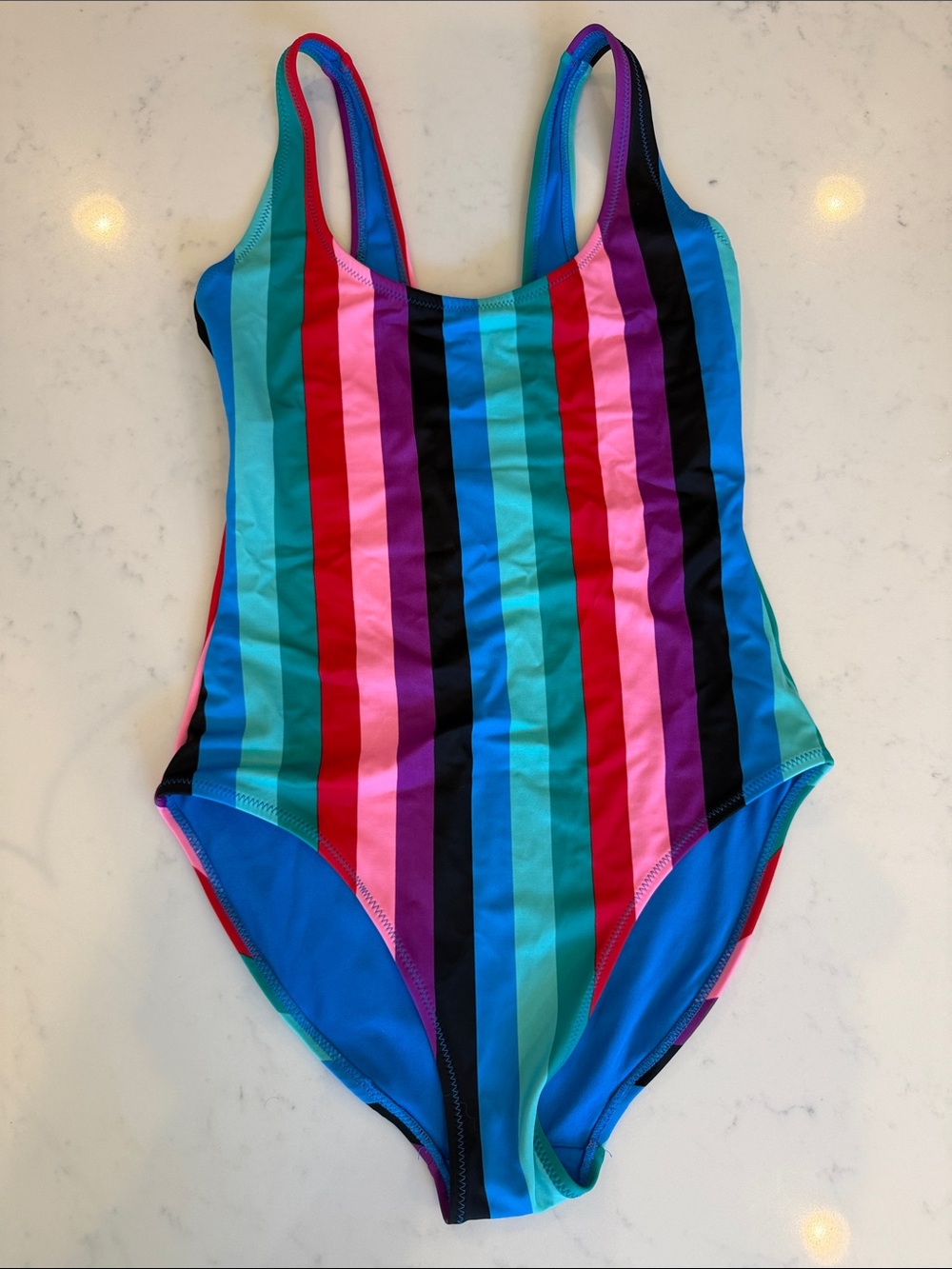 Old Navy Multicolor Vertical Stripe One-Piece Swimsuit